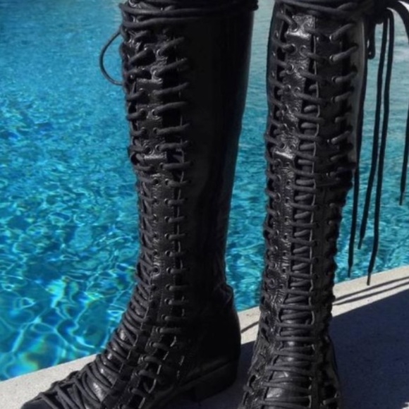 ann demeulemeester triple lace boots